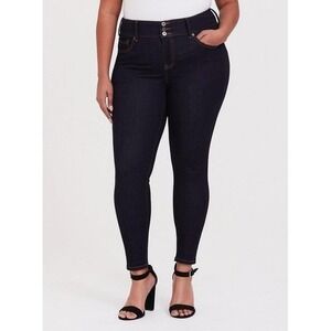 Torrid Women Size 26R Dark Wash High Rise Double Button Denim Blue Jegging Jeans